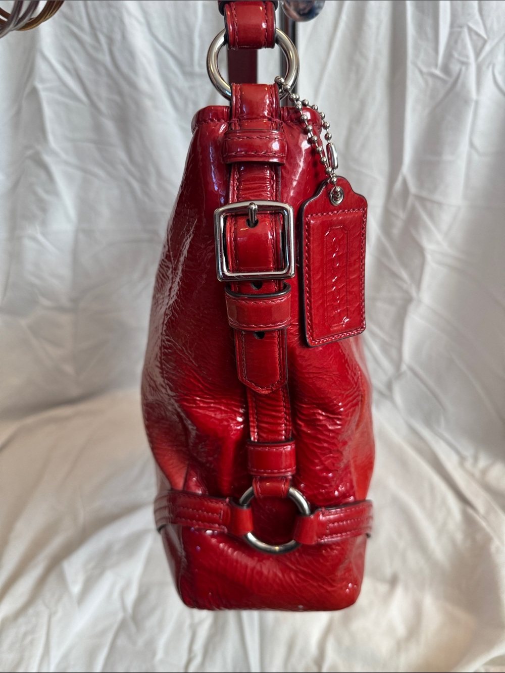 Coach Red Patent Leather Shoulder Hobo - Picture 6 of 9